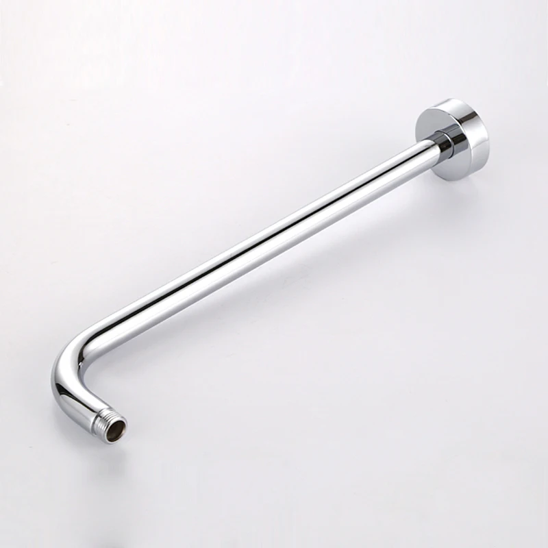 Chrome Brass Round Shower Arm 1/2 Inch Connection Shower Head Pipe Wall
