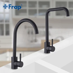 Frap Kitchen Faucet Black Stainless Steel Spray Paint Kitchen Sink Faucet Single Handle Cold and Hot Water