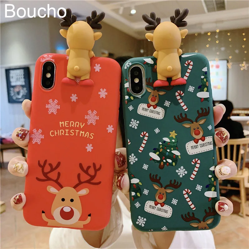 Boucho 3D игрушка чехол для телефона с рождественским рисунком iphone XS Max XR X 7 6 S 8 плюс