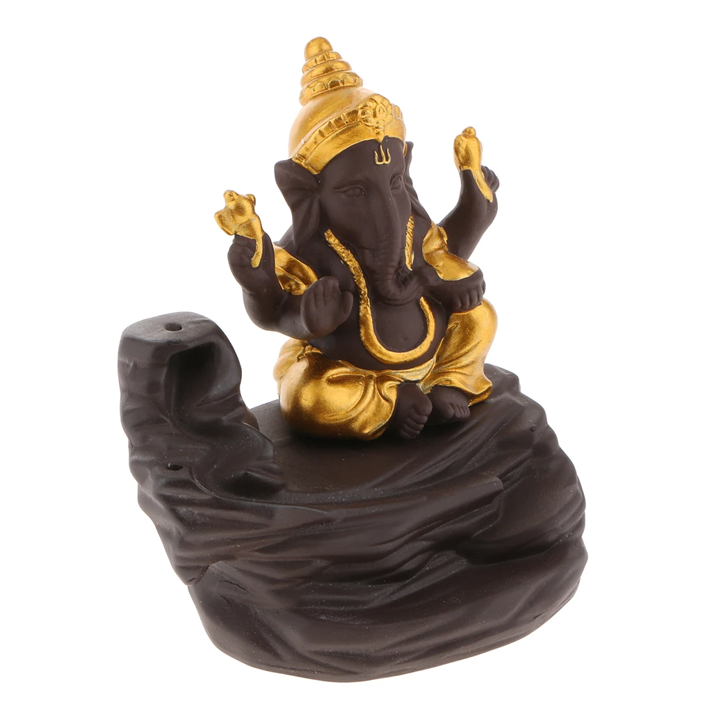 Ceramic Elephant God Incense Burner Backflow Sticks Cones Incense Censer