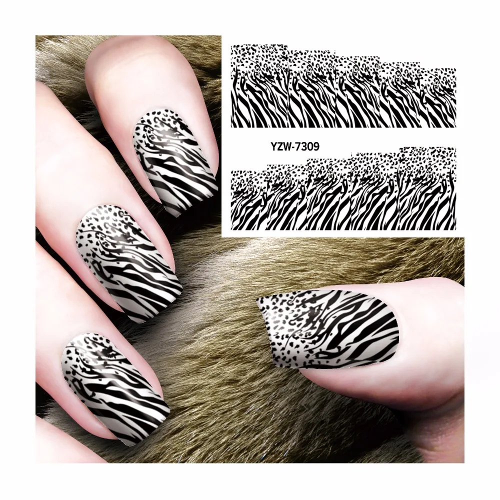 

YWK 1 Sheet Chic Black Leopard Pattern DIY Water Transfer Nail Art Stickers Decal Wraps Salon Beauty Manicure Styling Tool #7309