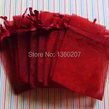 100 шт./партия, сумки из органзы винного цвета, 10x12, подарочные пакеты для свадьбы