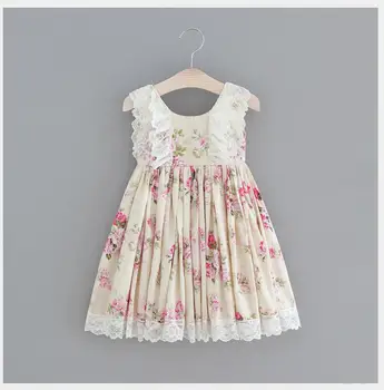 

fairy toddler girls ruffles lace dress children flowers cotton sleeveless sundress floral kids 1-5yrs party princess vestido