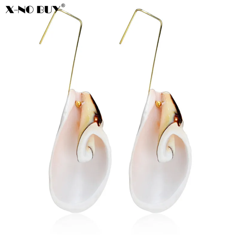 

New Simple Natural Ivory Color Spiral Whorl Conch Drop Earrings For Women Summer Sea Beach Shell Jewelry Dangles Earring Females