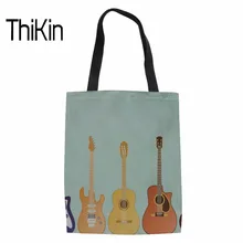 THIKIN забавная гитара сумки для покупок с рисунком складные женские Экологичные продуктовые сумки для женщин Защита окружающей среды сумка многоразового использования