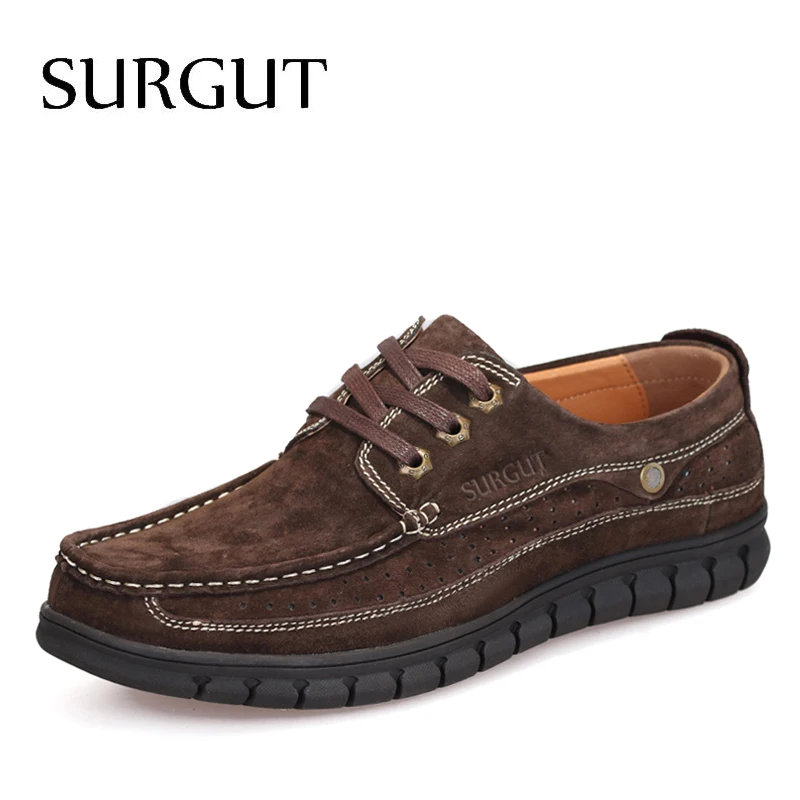 SURGUT/брендовые туфли на плоской подошве; мужские туфли-оксфорды в британском стиле из замши и яловичного спилка; дышащая удобная мужская обувь в деловом стиле