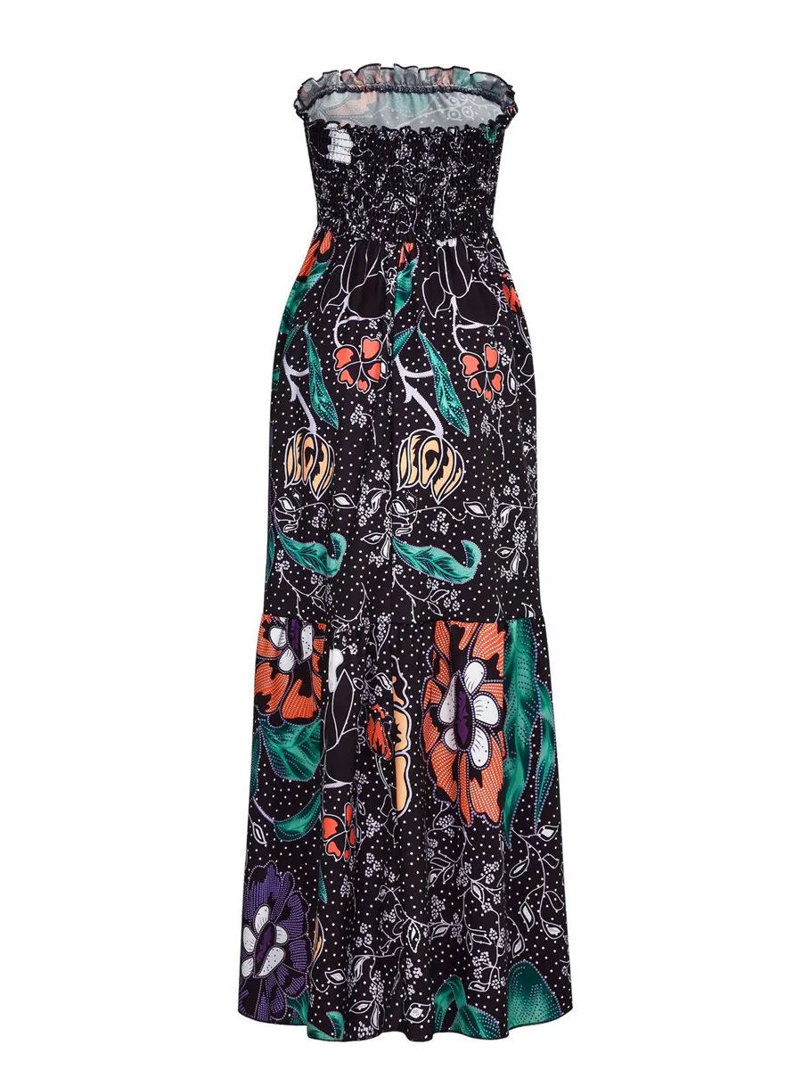 Gladiolus Boho Summer Women Dress Strapless Sexy Backless Floral Print Chiffon Maxi Dress Women 2019 Beach Long Ladies Dresses (18)