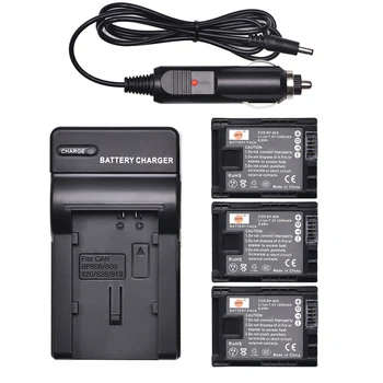 

DSTE 3pcs BP-809 bp809 Battery with US Plug Charger and Car Adapter for HF10 HF100 HF11 HG20 HG21 M30 M300 Camera