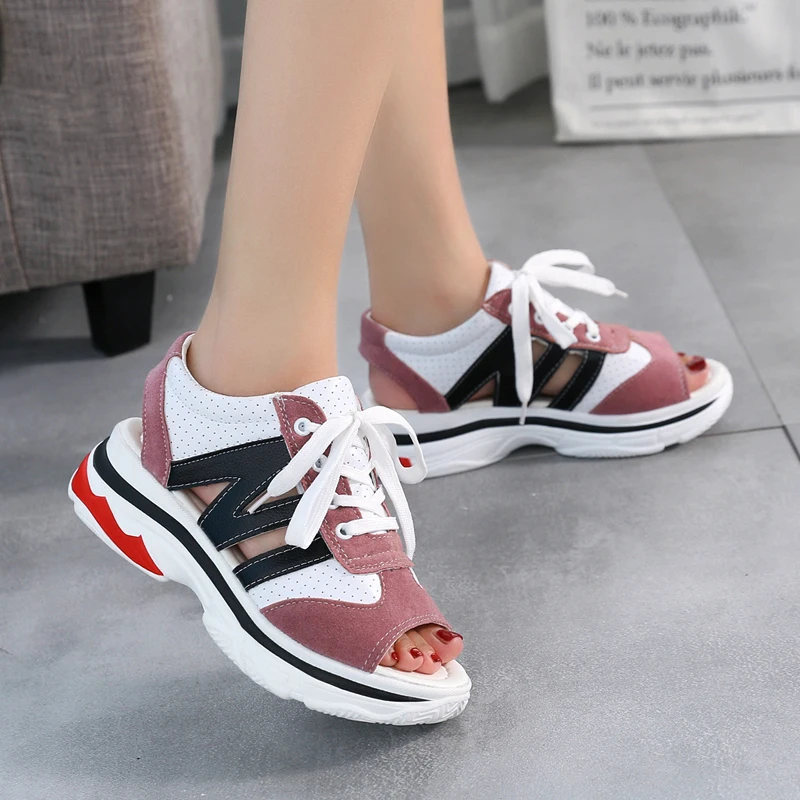 Lucyever Fashion Women Sandals 2019 Summer Breathable Comfort Ladies Walking Shoes Casual Lace Up Platform Sandals Shoes Woman Lucyever Fashion Women Sandals 2019 Summer Breathable Comfort Ladies Walking Shoes Casual Lace Up Platform Sandals Shoes Woman