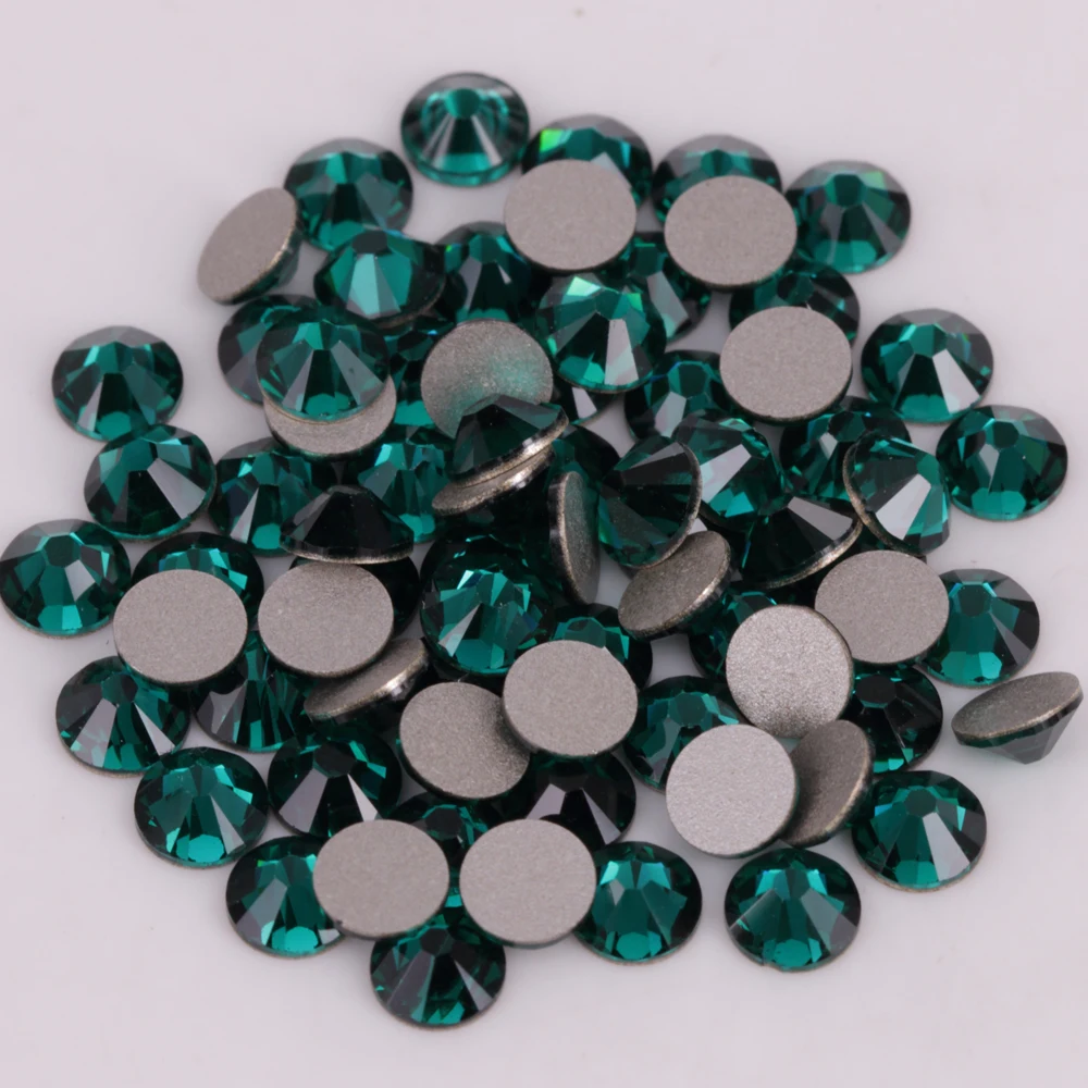 

Good Quality ss3-ss34 Emerald Flat Back Nail Art Glue On Non Hot Fix Crystals
