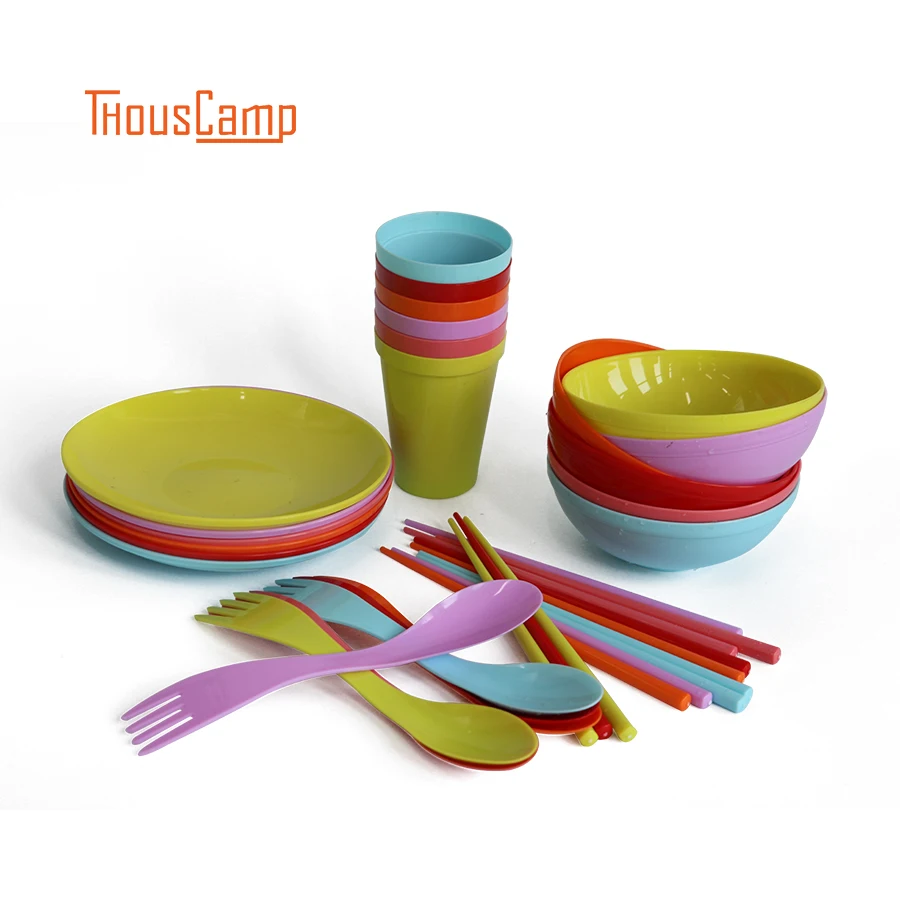 6PCS/SET Outdoor Camping Tableware Set Non Toxic Plastic Barbecue