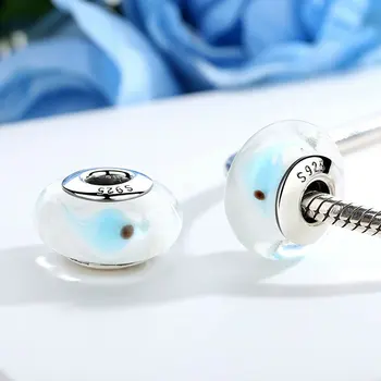 

2pcs/lot 925 Sterling Silver Blue Transparent European Murano Glass Beads Charms fit Pandora Bracelets ,20 colors can be mixed