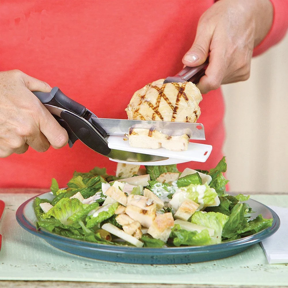 Высокое качество Многофункциональный овощерезка ножницы 2 в 1 режущая доска резак из нержавеющей стали Ourdoor умный Нож для овощей