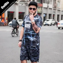 Для мужчин s футболка с короткими рукавами и Шорты для женщин Повседневное Летняя мода костюмы Для Мужчин's Повседневное костюм Для мужчин S спортивный костюм 6XL