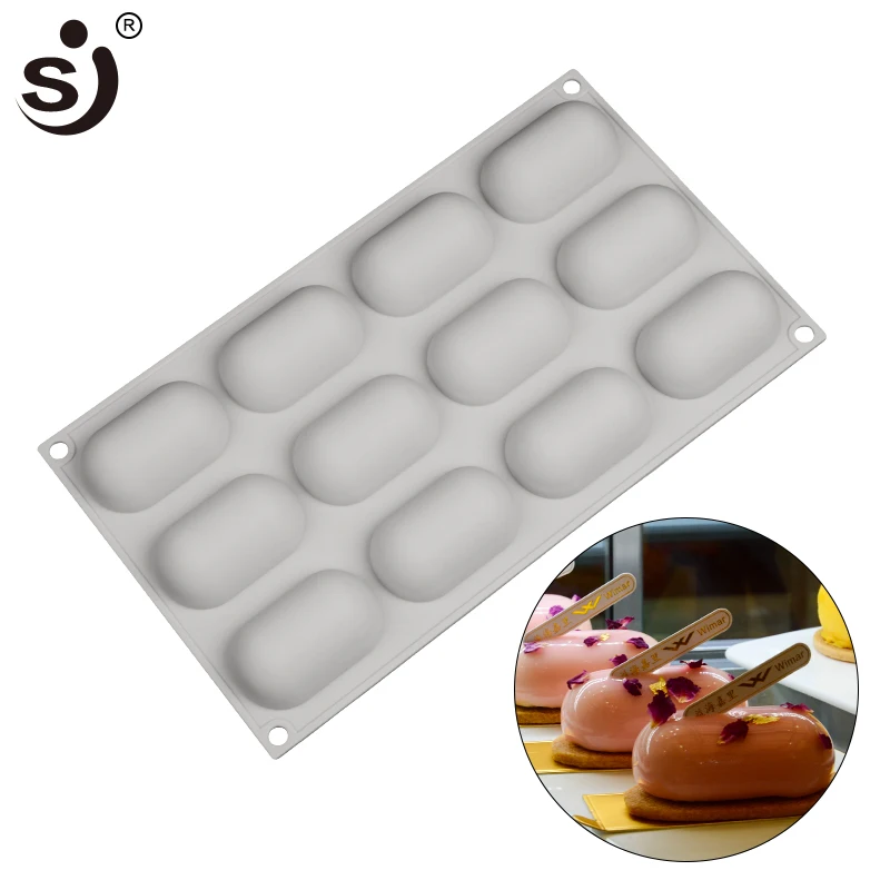SJ Mousse Mold Silicone Cake Tool 12Cavities Oven Safety Baking Tray Shape Creative Non-stick Cakes Brownie | Дом и сад
