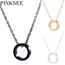 PINKSEE Coreano Estilo Simples Geometria Pingente Elo Da Cadeia Colar de Casal dos Amantes Círculo Colar Pingente de Moda Jóias Presentes