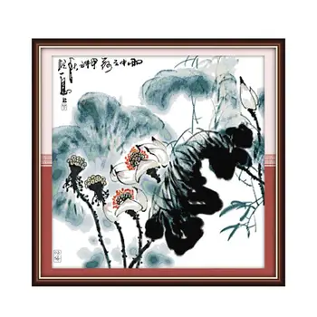 

Ink Painting Lotus Lotus Art Painting Manual Needlework Embroidery Print Cross Stitch Kit Wall Large Decorative Painting
