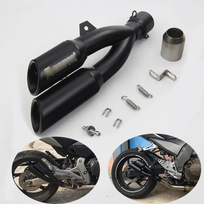 Univesal выхлопная труба для мотоцикла, двойная выхлопная труба, черный Escape slip on 38-51 мм, выхлопная система для мотоцикла, скутер