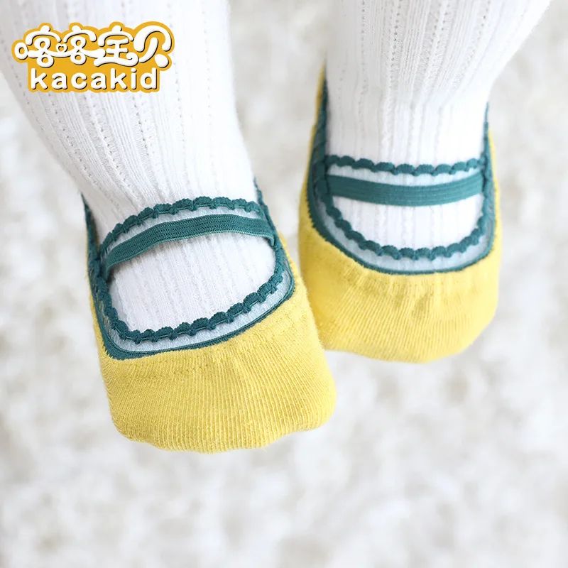 Новые хлопковые носки для малышей, летние однотонные Нескользящие кружевные носки для маленьких девочек, детская одежда, аксессуары - Цвет: 3