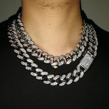 20 мм Ширина 18 дюймов 22 дюймов для мужчин Iced out Bling bling медь кубинская цепь CZ хип хоп ожерелье ювелирные изделия CN034