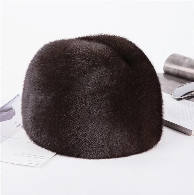 best men's bomber hats 2020 new men mink fur hat New Fashion Men's real Mink Fur Winter Warm Hat / Cap Flat frosted marten fur Hat orange mad bomber hat Bomber Hats