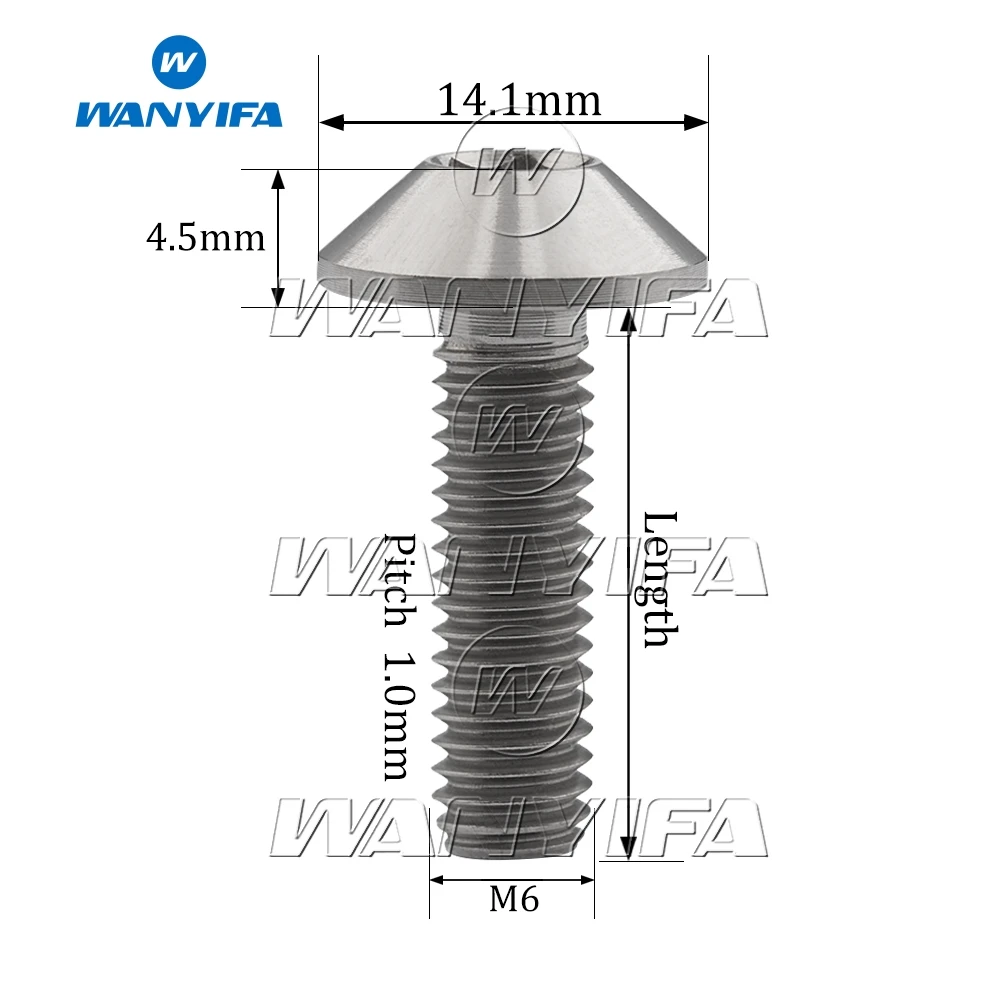 Титановый "Wanyifa" болты шестигранные болты с шестигранной головкой M6 x 12 15 20 мм мотоцикл винты 5 шт./лот