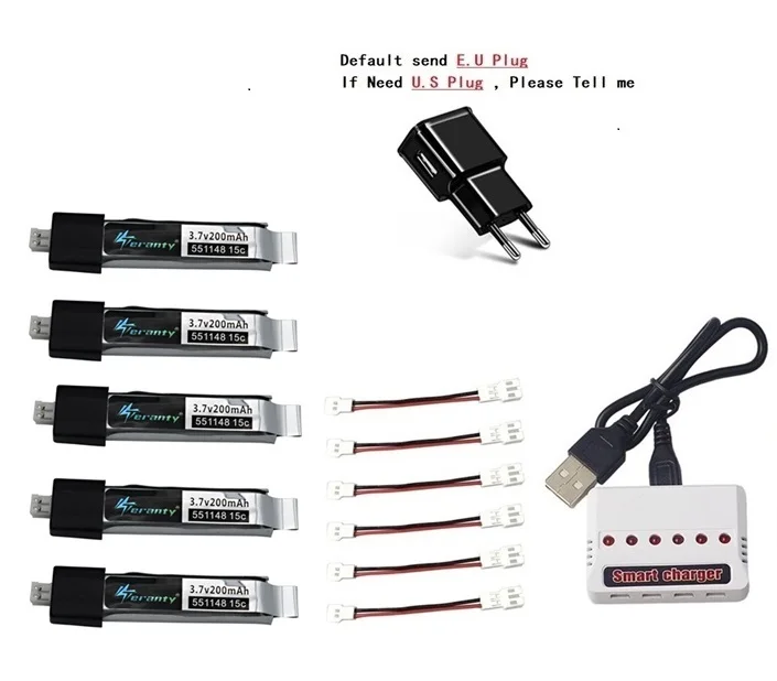 Обновленная батарея 3,7 V 200mAh для V911 F929 F939 с(6 в 1) USB зарядным устройством для WLtoys V911 F929 F939 RC вертолет 551148 батарея - Цвет: Светло-зеленый