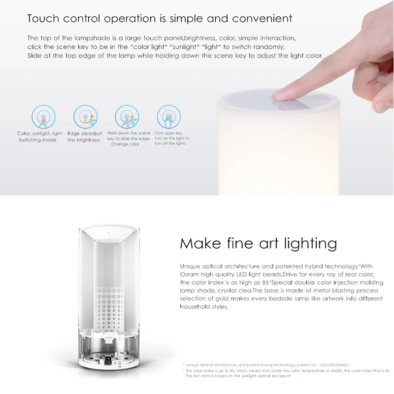 Original Xiaomi Mijia LED Smart Bedside Light Touch Dimming Desk Lamp Bluetooth WiFi By Mi Home APP