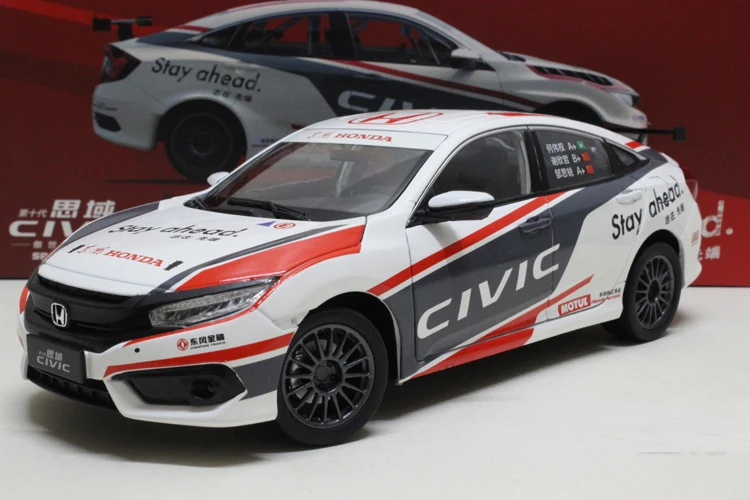 Модель литая под давлением 1:18 для Honda Civic CTCC 2016 MK10 синяя гоночная игрушечная