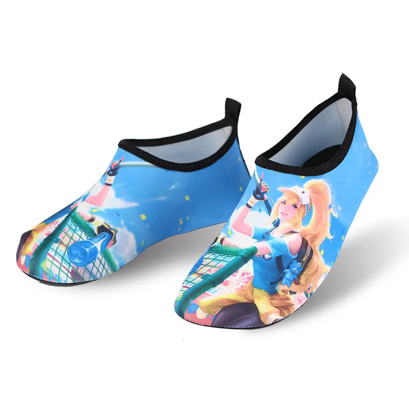 Летняя детская обувь для воды с героями мультфильмов; женская обувь для воды; женские носки для дайвинга с босиком для плавания с принтом; быстросохнущая обувь; zapatos hombre - Цвет: 06