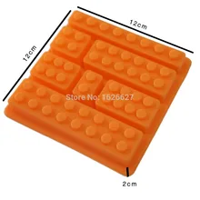 Силиконовая форма для льда, украшения торта, формы в форме блоков, 7 кирпичей, инструменты для мороженого, крема, ванны, силиконовая форма, форма для торта, цвет оранжевый