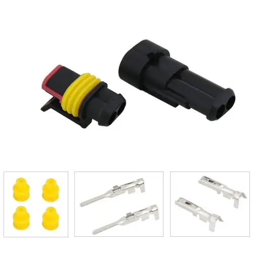 CARCHET 20 Kit 2Pin Way AMP Super Seal Waterproof Electrical Wire Connector Plug for Car Boat Motorcycle Waterproof Connectors (2)