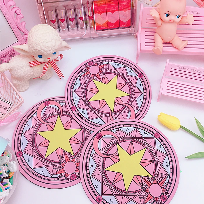 Волшебная карта Captor Cardcaptor Clow Clear Card Sakura Kinomoto Star Wand коврик для мыши круглый ковер