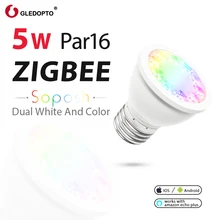 GLEDOPTO ZIGBEE ZLL двойной белый и цветной 5 Вт PAR16 прожектор 2700-6500 к RGBCCT AC100-240V совместим с amazon alexa APPcontrol
