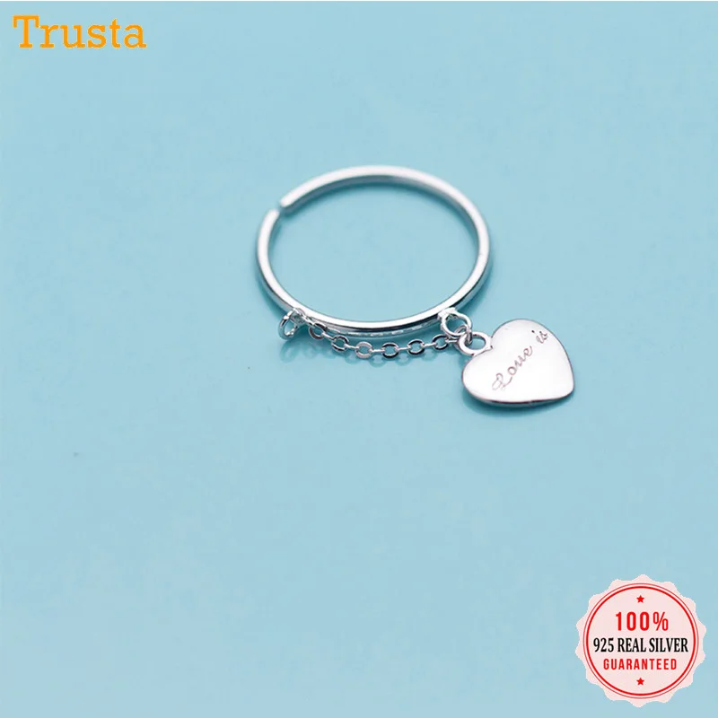 

Trustdavis 100% 925 Solid Real Sterling Silver Sweet Heart Love iS Cocktail Sizable For Women Girls Teens Gift Jewelry DA271