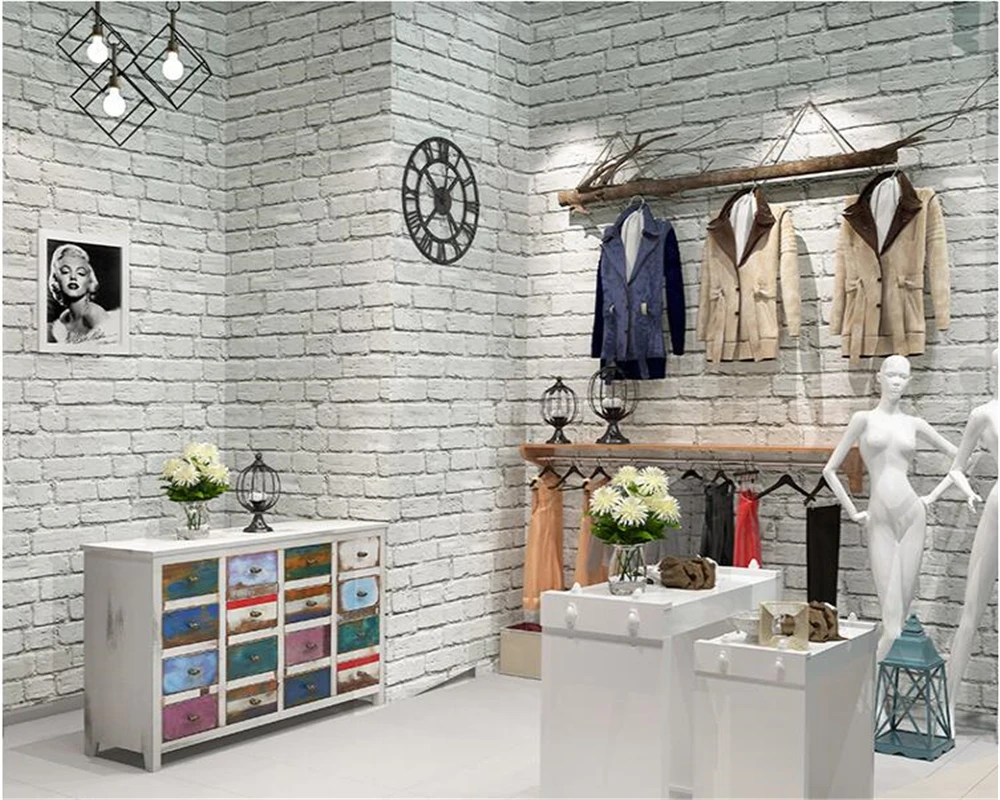 beibehang 3D retro brick papel de parede wallpaper white brick parlor background wall papers home decor clothing store behang beibehang brick wallpaper brick brick retro retro gray cement brick wall industrial wind background wall paper papel de parede