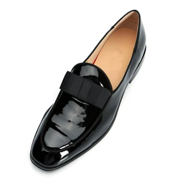 

Men's Autumn Winter Casual Leather Shoes Round Toe Slip On Oxford Flats Shoes Bow-Knot Decor Shallow Men Party Wedding Shoes