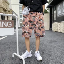 Мужские летние новые корейские модные цветочные шаровары свободные пять точек Висячие повседневные шорты Уличная одежда