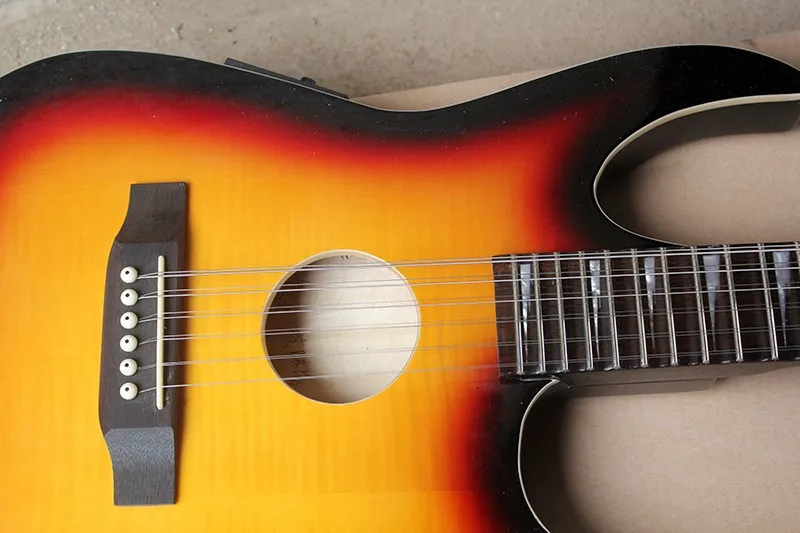 Продажа с завода электрическая гитара sunburst двойной шеей 6 + 12 струн пикапами floyd rose