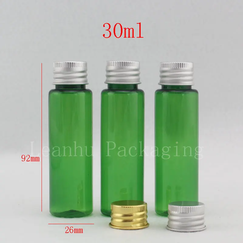 

30ML Green Flat Shoulder Plastic Bottle Aluminum Cap , 30CC Empty Cosmetic Container , Shampoo / Lotion Travel Packaging Bottle