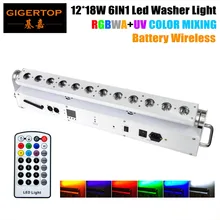 Новое поступление tiptop 12x18 Вт 6in1 RGBW+ UV Батарея Беспроводной светодиодные прожекторы света, DMX512 Батарея долгое время работы инфракрасный Управление