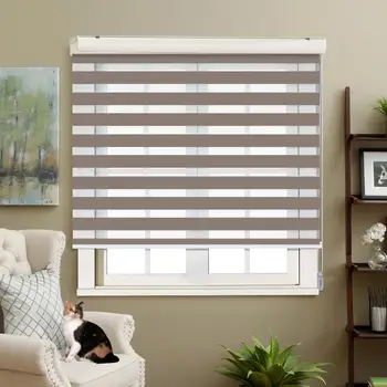 

Adjustable Sunlight Home Apricot color Valance Dual Roller Blinds Zebra Blinds Customized Blinds