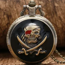 Винтажные пиратский череп в одной части стимпанк карманные часы P419