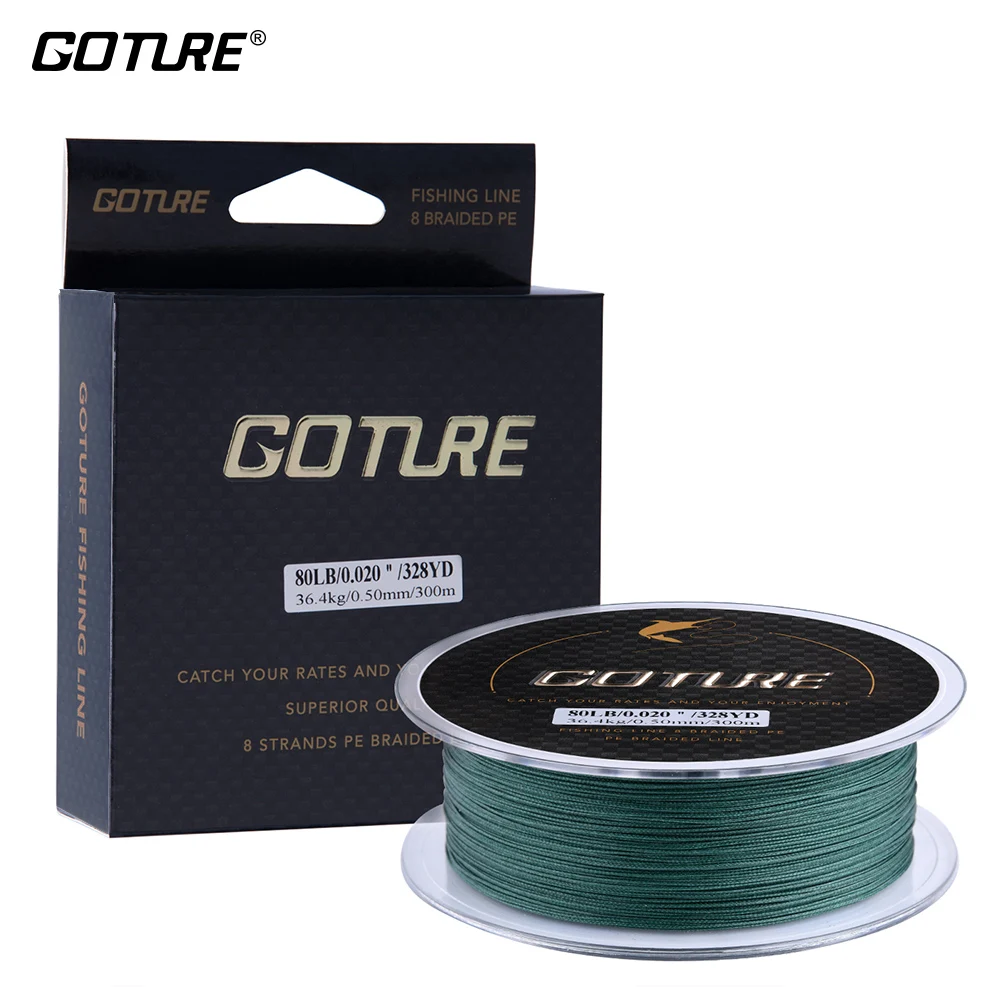 Goture 8 strands супер прочная леска 300M сильная многофиламентная плетеная линии 20 80LB для