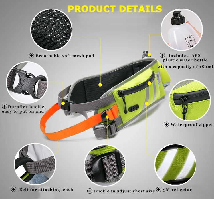 Hand Free Dog Jogging Belt Running Walking Training Adjustable Water Bottle