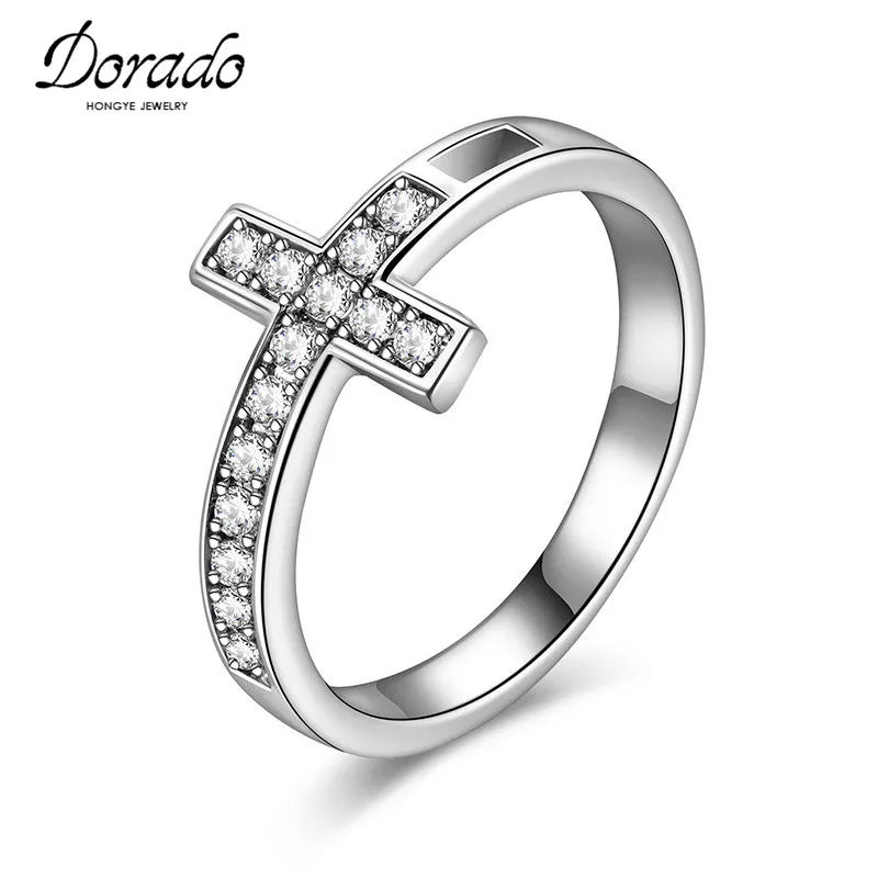 

Zircon Cross Rings For Women Men Silver Color Alloy Male Female Engagement Wedding Party Finger Ring Fashion Jewelry 2018