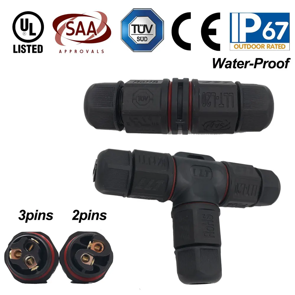 IP67 Waterproof Connector 2 Pin 3 Pin Electrical Terminal Wire Adapter Connector Screw and Soldering Pin connector for LED Light (3)