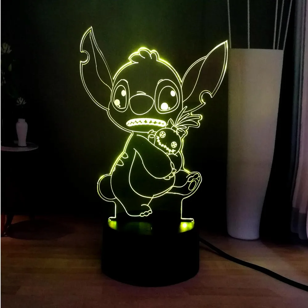 Мультфильм стежка 3D иллюзия света RGB 7 цветов изменить светодиодный ночной Светильник для создания уютной атмосферы украшения USB Touch прикроватная лампа подарок на день рождения