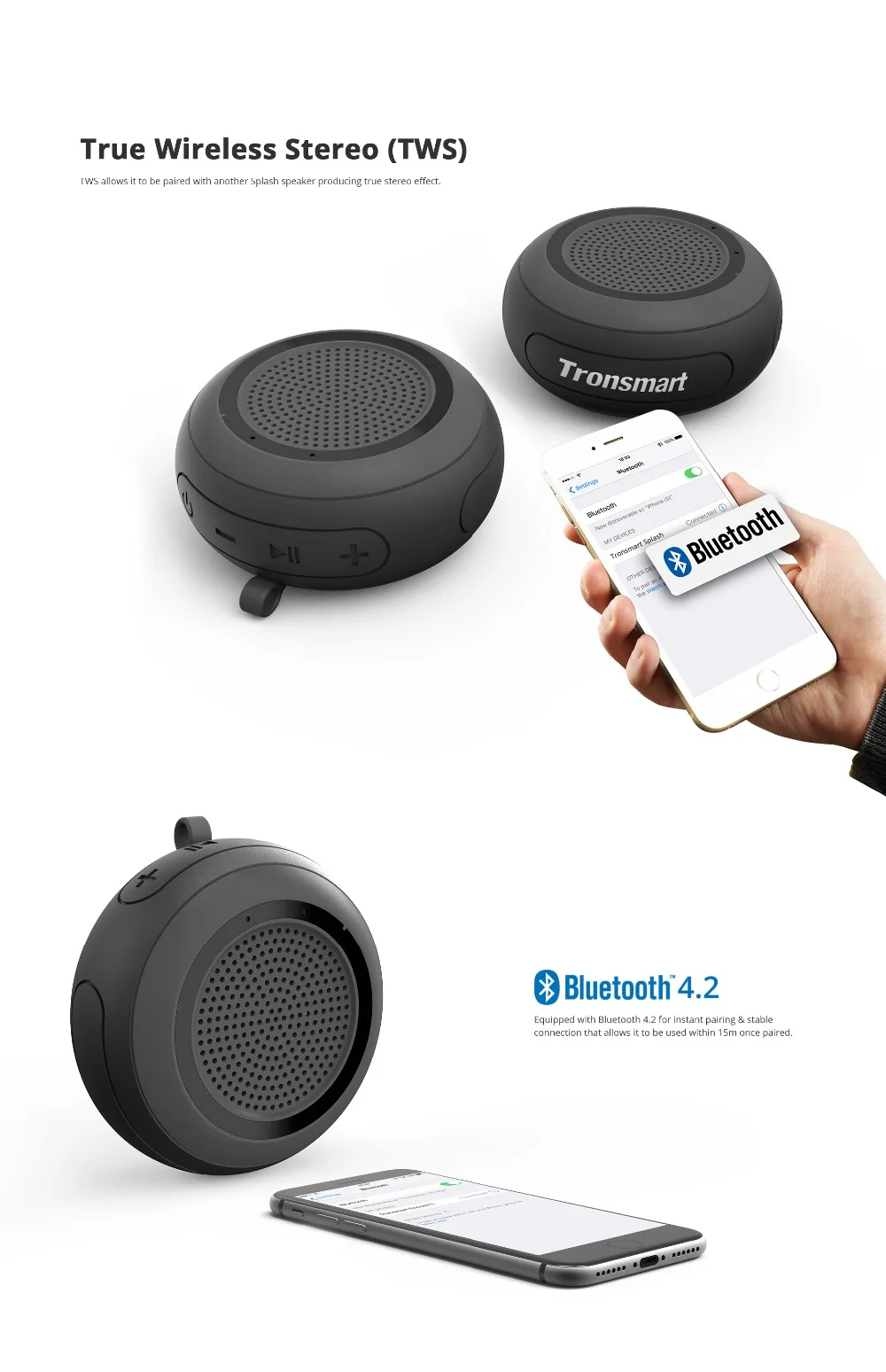Tronsmart Element Splash Bluetooth Speaker  IP67 Waterproof Soundbar Portable Speaker Computer Bluetooth 4.2 Wireless Speaker (5)