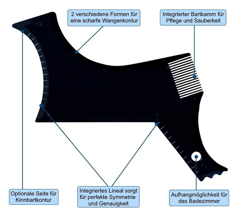 Новое поступление, шаблон для укладки бороды, трафарет для волос, гребень для бороды для мужчин, легкий и гибкий, подходит для всех-в-одном, инструмент для формирования бороды